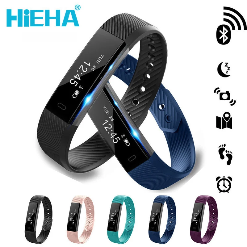 Hieha Smart Touch Screen Watch Bracelet Fitness Tracker Step Fitness Band Alarm Clock Vibration Wristband For
