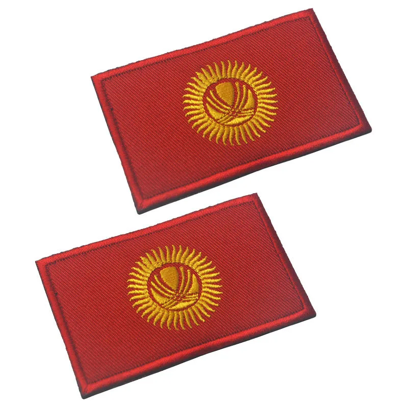 

The Flag Of Kyrgyzstan Morale Patch 8*5cm Kyrgyzstan Flag Armband Badge Embroidered Hook & Loop Clothing Patch For Jackets Jeans