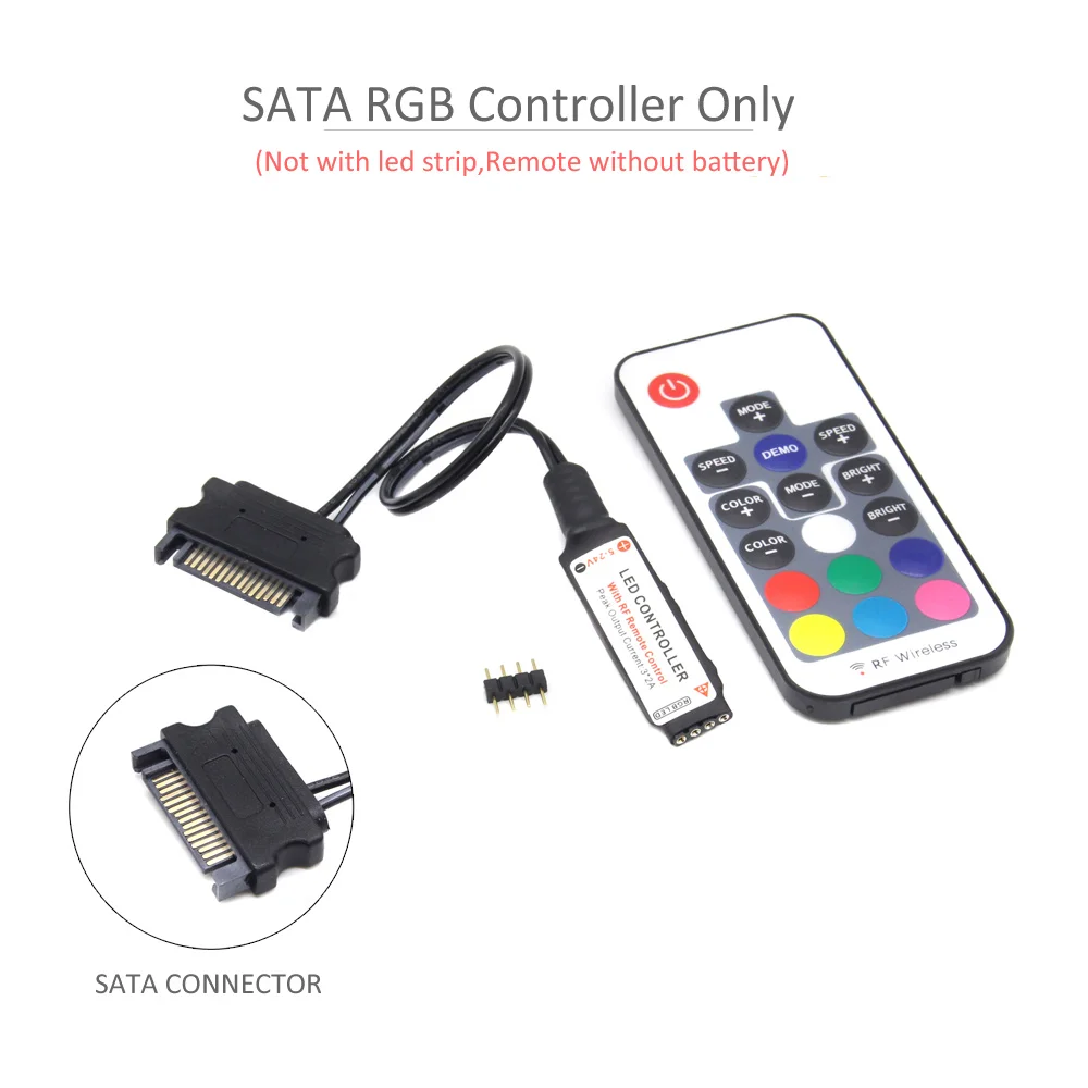 RGB LED Controller 12V SATA RF Wireless Remote Control SATA Large 4Pin RGB LED Strip Controller for Computer Case Lighting _ - AliExpress Mobile