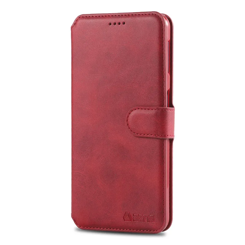 Чехол-книжка для samsung Galaxy A50 из искусственной кожи чехол для samsung Galaxy A50 чехол-книжка с отделением для карт чехол для телефона s - Цвет: Темно-красный