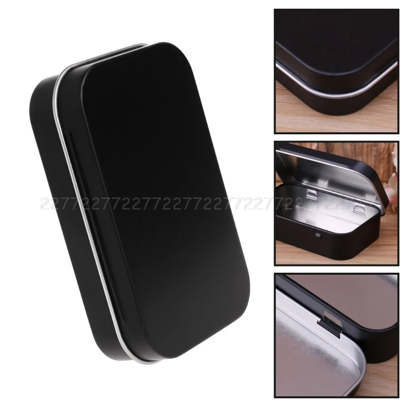 Storage Box Small Jewelry Candy Coin Key Organizer Tin Flip Black Gifts Sealed JUL05