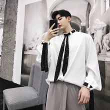 MIXCUBIC,, Осенние, в студенческом стиле, простые, Ретро стиль, уникальный дизайн, рубашки для мужчин, повседневные, свободные, стоячий воротник, рубашки, M-XXL