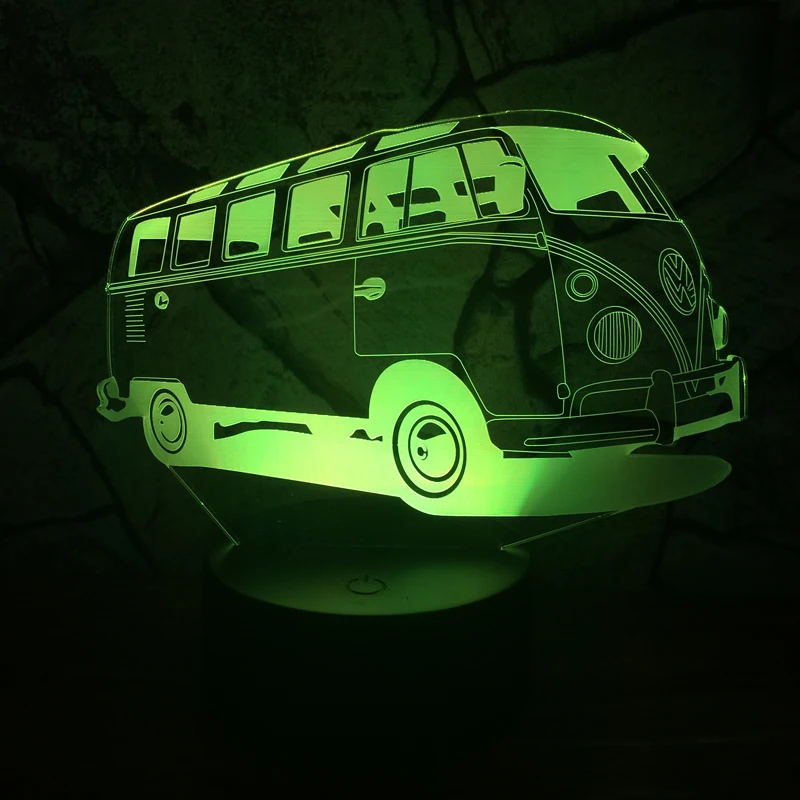 3D Lamparas няня автомобиль автобус 7 цветов изменить градиент RGB ночник Иллюзия спальня ночники декор для детей рождественские игрушки подарки