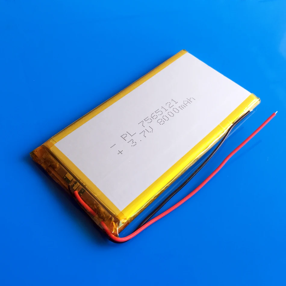 3,7 V 8000mAh высокоемкая перезаряжаемая батарея 7565121 lipo полимерная литий-ионная батарея для внешнего аккумулятора планшета ПК ноутбука