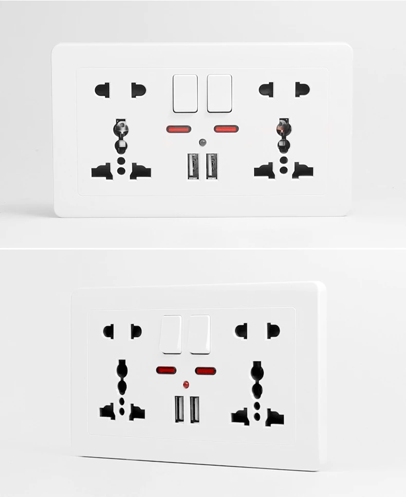 Настенная розетка KEKA, универсальная розетка, двойная розетка 146, с двойным USB, умный индукционный порт зарядки для мобильного телефона 5 в 2,1 А