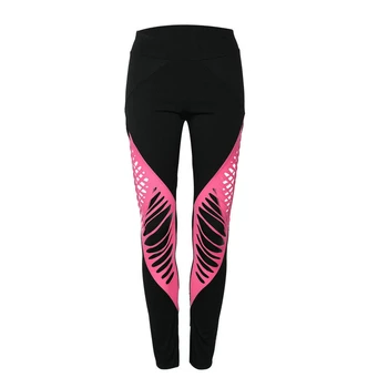 

2017 Autumn Newest Activewear Fashion Women Trousers Black And Pink Cut Out Sexy Leggings Hollow Out Pant