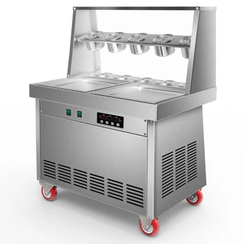 

2019 best-selling fried ice cream machine / fruit salad machine single compressor control two square plates