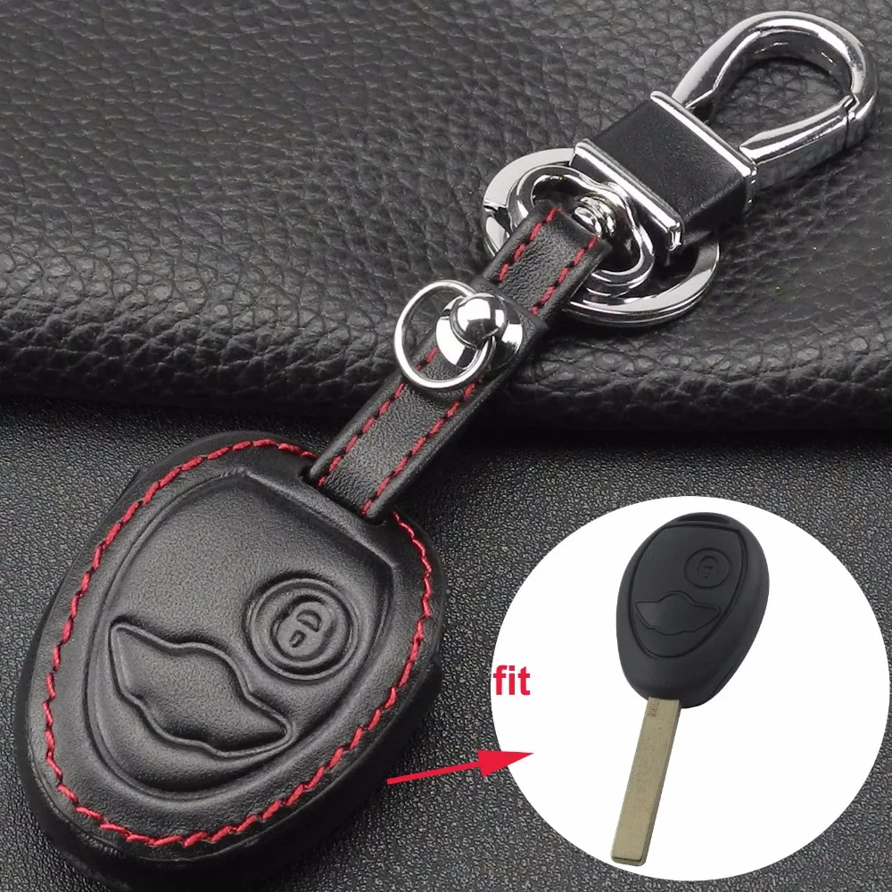 

2 Buttons Leather Remote Car Key Case Cover Holder For BMW Mini Cooper S R50 R53 Two