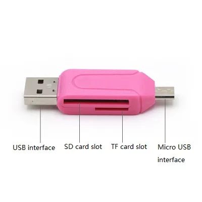 Micro USB и USB 2 в 1 OTG картридер высокоскоростной USB2.0 Универсальный OTG TF/SD для Android телефон компьютер удлинитель-переходник