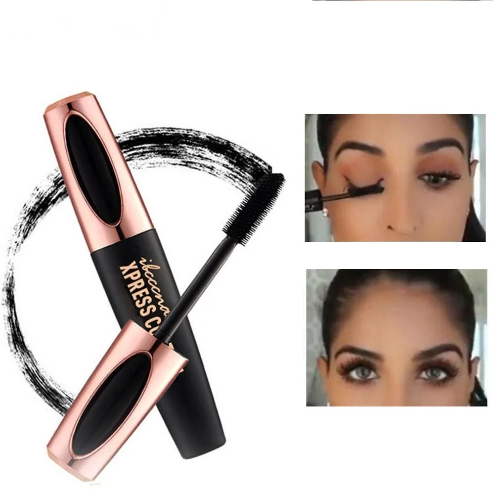 

New 4D Silk Fiber EyeLashe Makeup Waterproof Silicone Brush Head Mascara Lengthening Thick Curling Black Mascara
