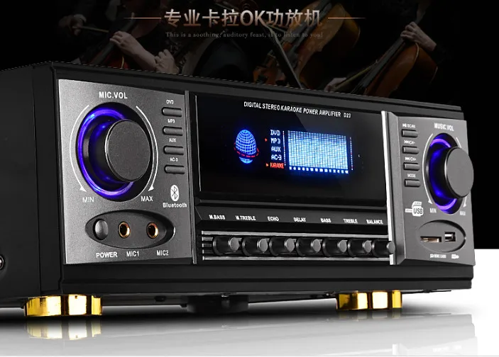 DZ-10 200 Вт+ 200 Вт HiFi 2,0 Bluetooth цифровой стерео усилитель караоке домашний кинотеатр аудио с микрофоном вход FM радио дисплей