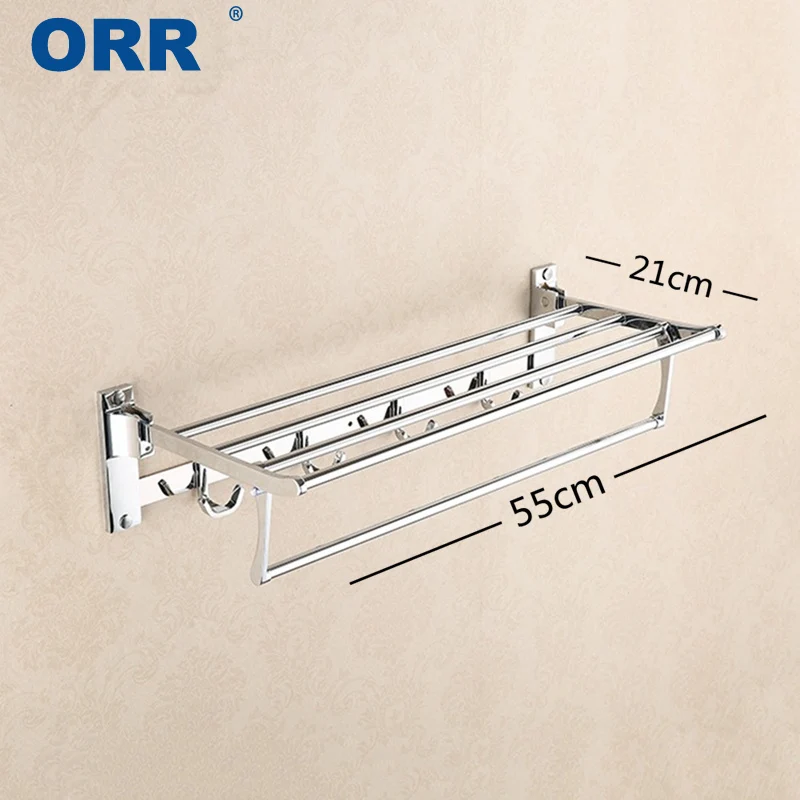 

Free shipping hook Towel bar for bathroom adjustable towel rack space fold Hanger With 4 link toilet Shelf ORR