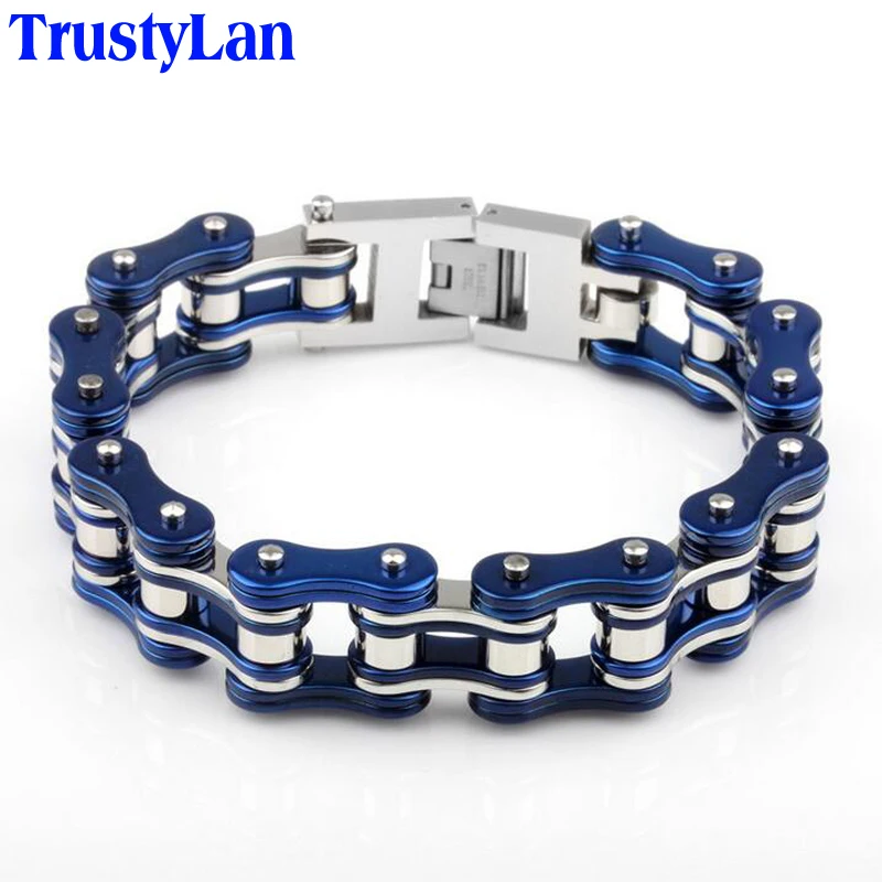 TrustyLan 19MM Wide Heavy Men's Biker Motorcycle Chain Bracelets