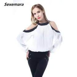 Женская шифоновая блузка с круглым вырезом, эластичными манжетами, свободным воротником, летняя модная повседневная женская тонкая блузка