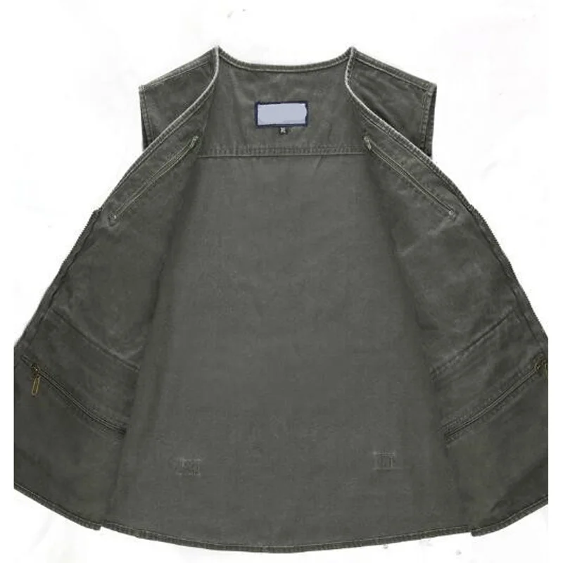 Plus size Men's Vests Men Cotton Multi Pocket Sleeveless Jacket Gilet Male Waistcoat masculina jaquetas size: XL-5XL Plus size Men's Vests Men Cotton Multi Pocket Sleeveless Jacket Gilet Male Waistcoat masculina jaquetas size: XL-5XL