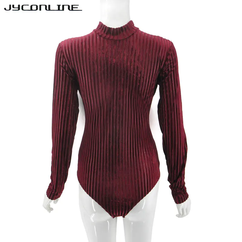 JYConline High Street Боди женские топы со стоячим воротником сексуальные Полосатые