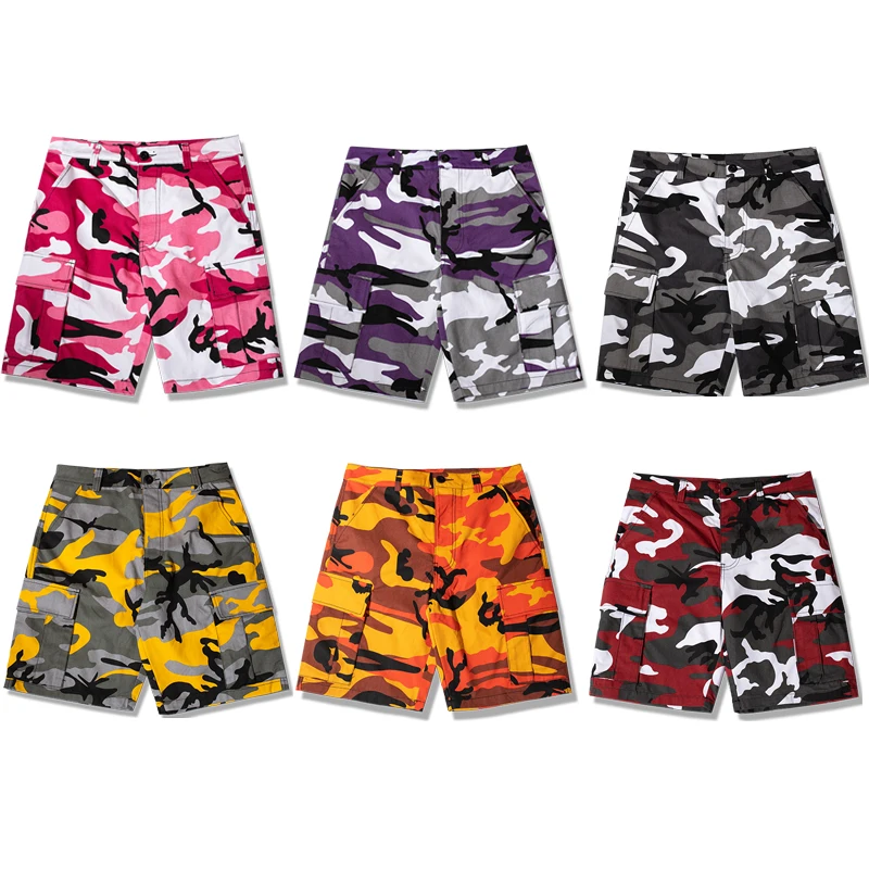 

2018 Hot Sale new arrive men summer fashion pink camouflage Cargo shorts Knee Length casual shorts hip hop Knee Length Trousers