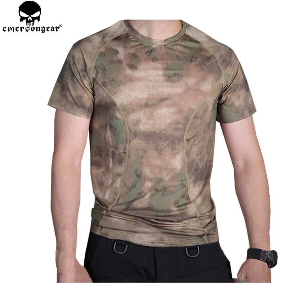 Emersongear, облегающая кожа, базовый слой, камуфляжные рубашки для бега, дышащая футболка с коротким рукавом, Боевая Camoflauge рубашка EM8605"