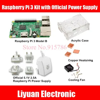 

Raspberry Pi 3 Kit with Official Raspberry Pi Power Supply AU/US/EU/UK Plug + Acrylic Case with Cooling Fan + Cooper Heatsinks