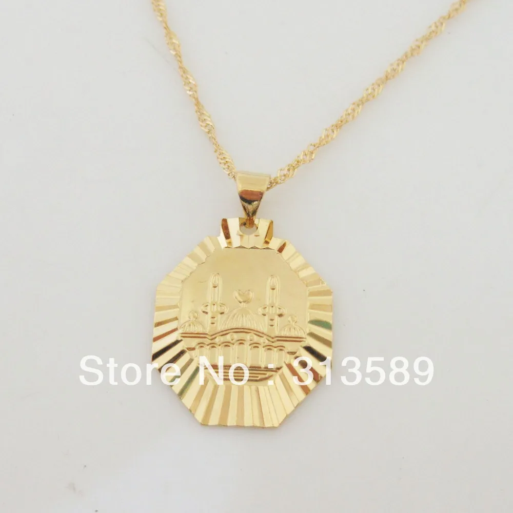 Halskette Allah Mekka Kaaba Anhänger gold Halsschmuck Halskette Strassstein 