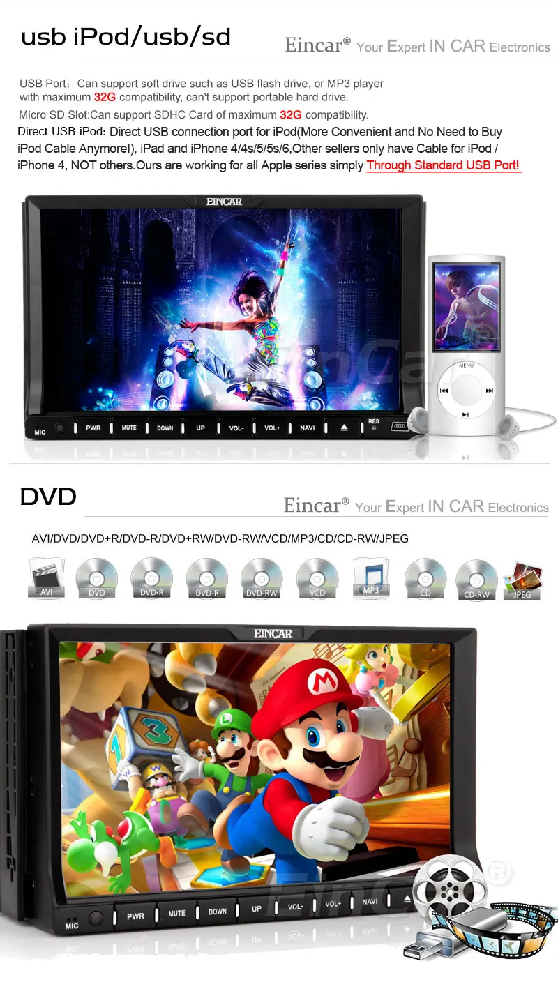 Sale Radio Audio Stereo BT MP5 Auto Navigator USB Logo 3D win8 Sub RDS Car DVD Player MP3 8GB GPS Map Capacitive 2 Din 5