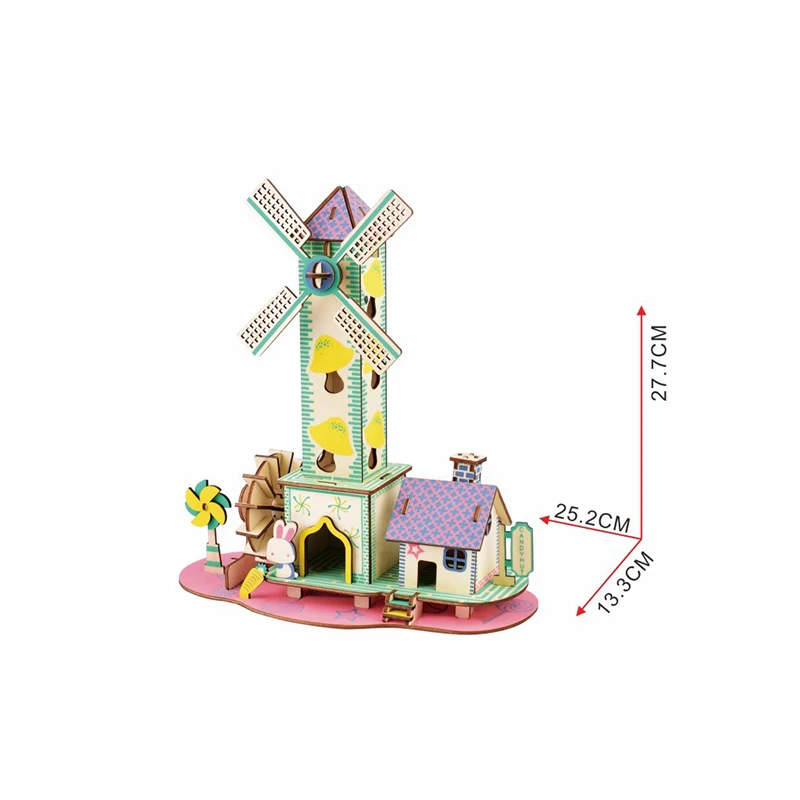 DIY arts and 3D building Handmade Wooden Craft toys Party Arts Puzzles Model Decoration for children kid Toy Birthday Best Gift