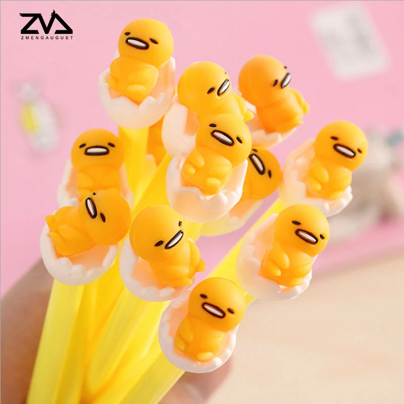 

4pcs/lot Egg black water-based pen cute to stay Meng Meng 3D Egg Jun 0.38mm Gel pen pen student learning supplies free delivery