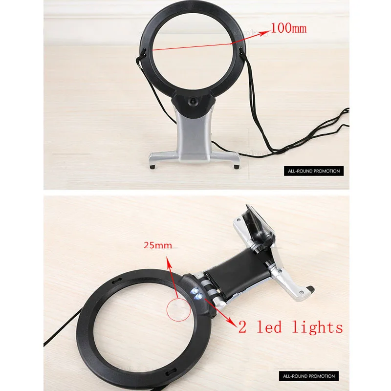 Magnifier Loupe 2X 6X Optical Lens Magnifier with illumination Desktop Magnifying Glass Hanging Reading Sewing Glasses magnifier (1)