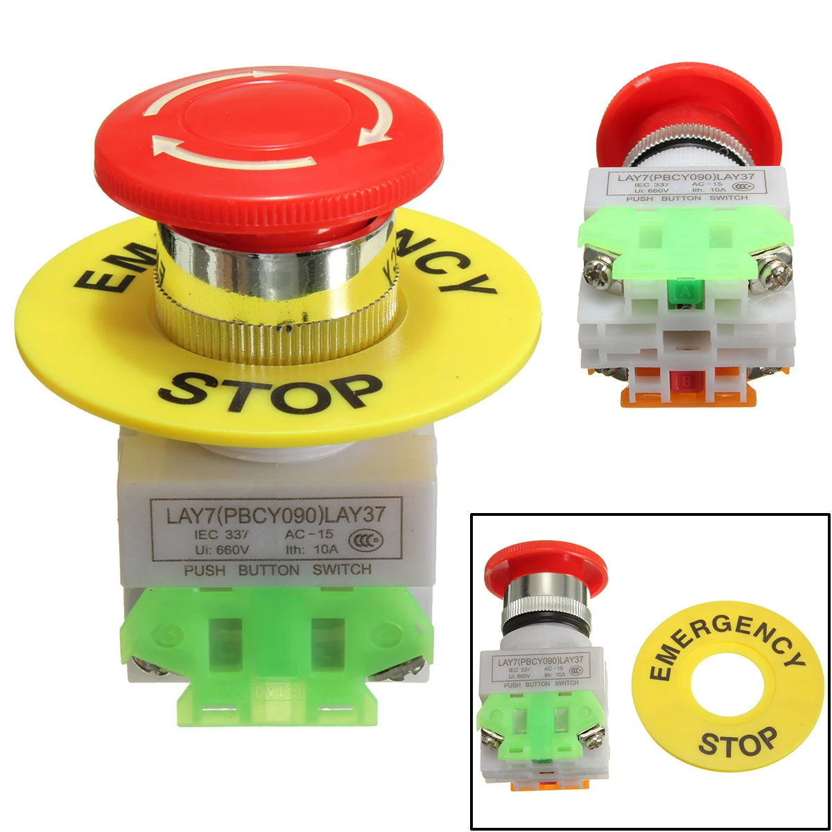 1pc New Emergency Stop Push Button Switch Self Locking Red Mushroom Switch 660V 10A цена 1pc New Emergency Stop Push Button Switch Self Locking Red Mushroom Switch 660V 10A цены онлайн