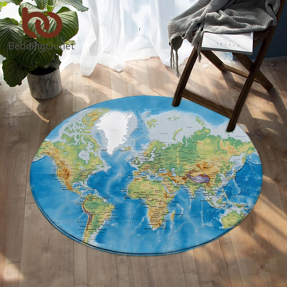 BeddingOutlet World Map Round Carpets For Living Room Vivid Printed Chair Area Rug Blue Floor Mat for Bedroom Kids Play Tent Mat BeddingOutlet World Map Round Carpets For Living Room Vivid Printed Chair Area Rug Blue Floor Mat for Bedroom Kids Play Tent Mat