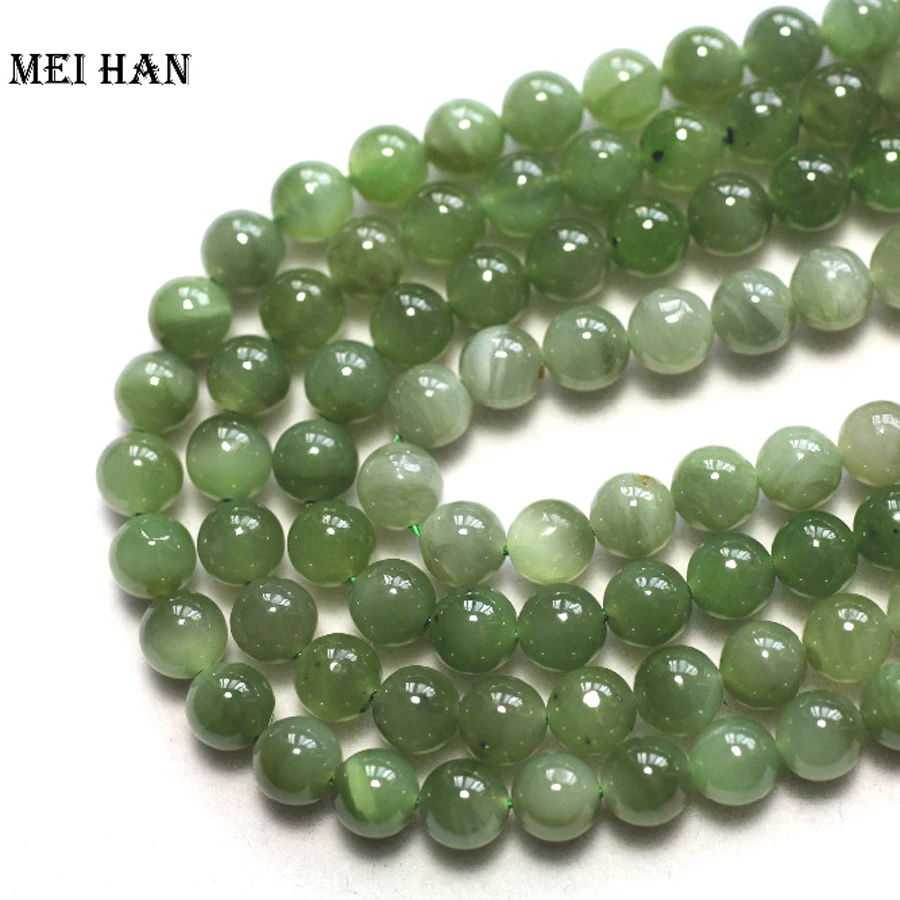 

Meihan Free shipping (61pcs/set/25g) natural 6mm A+ grade Russian jade smooth round beads for jewelry making bracelet DIY