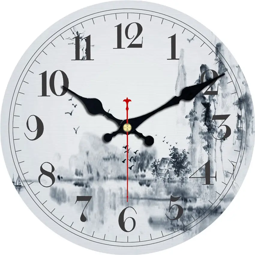 Старинные абстрактные настенные часы, 6-16 дюймов деревянные картонные настенные часы, бесшумная и не тикающая особенность, античный стиль для кухни офиса - Цвет: Wall Clock 26