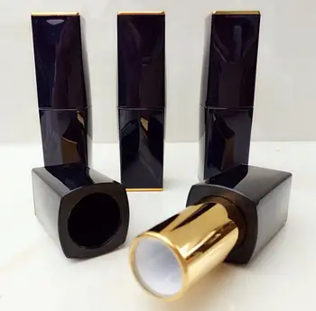 

100 pcs 4g square lipstick tube Matte black plastic lipstick tube Inner cup size 12.1mm