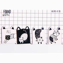 8 шт./компл. двухсторонняя Закладка на магните черно-белая кошка кошки модные Закладки Лазерная Закладка милые кошачьи уши