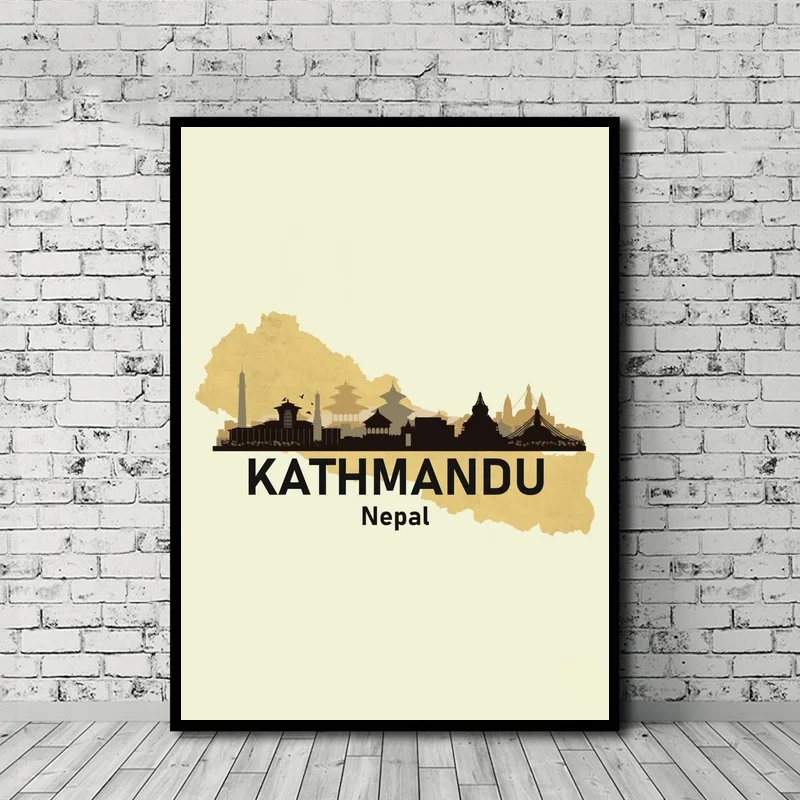 

Kathmandu Nepal Minimalist City Poster Canvas Print Home Wall Decor No Frame