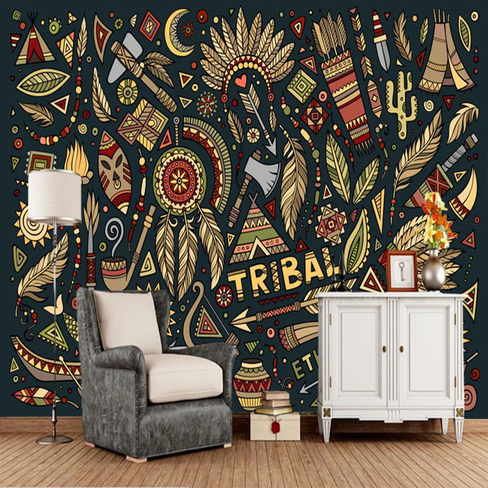 Papel De Parede Indian Style Doodle 3d Wallpaper Living Room Sofa Tv Wall Bedroom Wall Papers Home Decor Restaurant Bar Mural Wallpapers Aliexpress