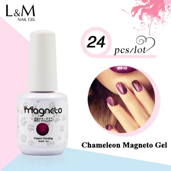 

24pcs Chameleon Magneto Cat Eye Gel Free shipping gel lacquer nail polish Uv French Nail Art