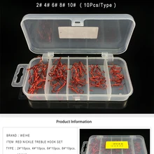 50 шт./кор. рыболовный крючок Красный Никель высоких крюк из высокоуглеродистой Сталь Крючки набор 2#4#6#8#10# Крючки рыболовные снасти anzol пункт pesca