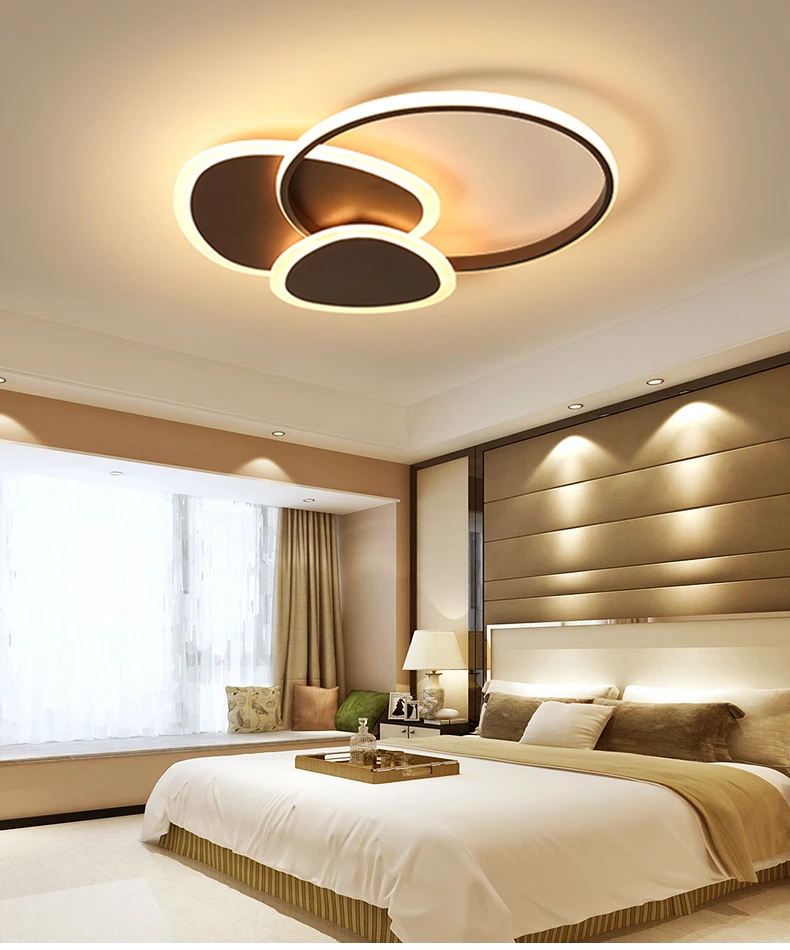 Дизайн, домашние светильники, современные светодиодные потолочные лампы для гостиной, столовой, спальни, кофе и белого цвета, светодиодный потолочный светильник