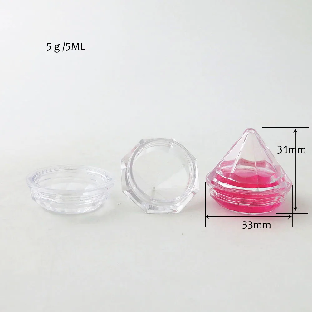 50pcs x 5g New Design Cute Travel Clear Diamond Make Up Cream Jar Case 5ml Small 4