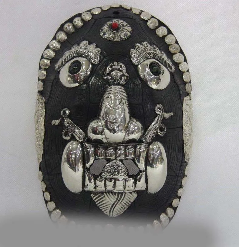 

Nepal Resin Copper Handwork inlay Ruby Gem Carced Lucky Black Head Mask