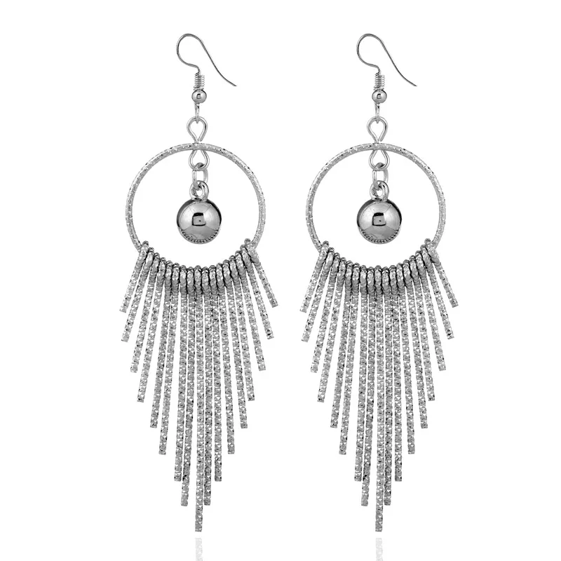 Fashion Vintage Swing Earrings for Women Jewelry Shiny Tassel Earring Long Drop Dangle Earring 2044