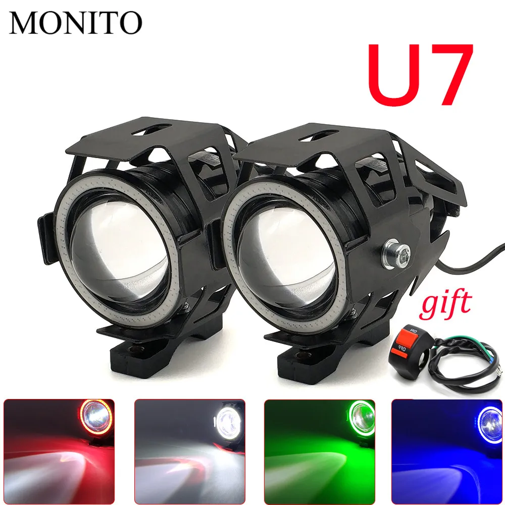 

U7 Motorcycle Headlight Angel Eyes Head Lamp LED Waterproof Fog Light For Suzuki GSXR400 GT250 GT550 RG500 RGV250 VS800 VZ800