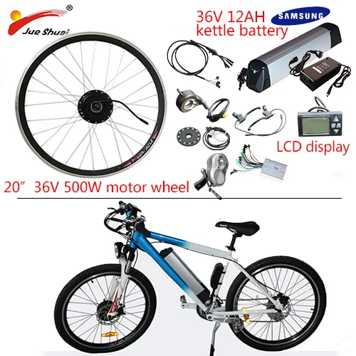 36 в 250 Вт 350 Вт 500 Вт комплект для переоборудования электрического велосипеда с батареей для 2" электрический велосипед Ступица колеса мотор Ebike E велосипед конверсионный комплект - Цвет: 36V 12AH 500W LCD K