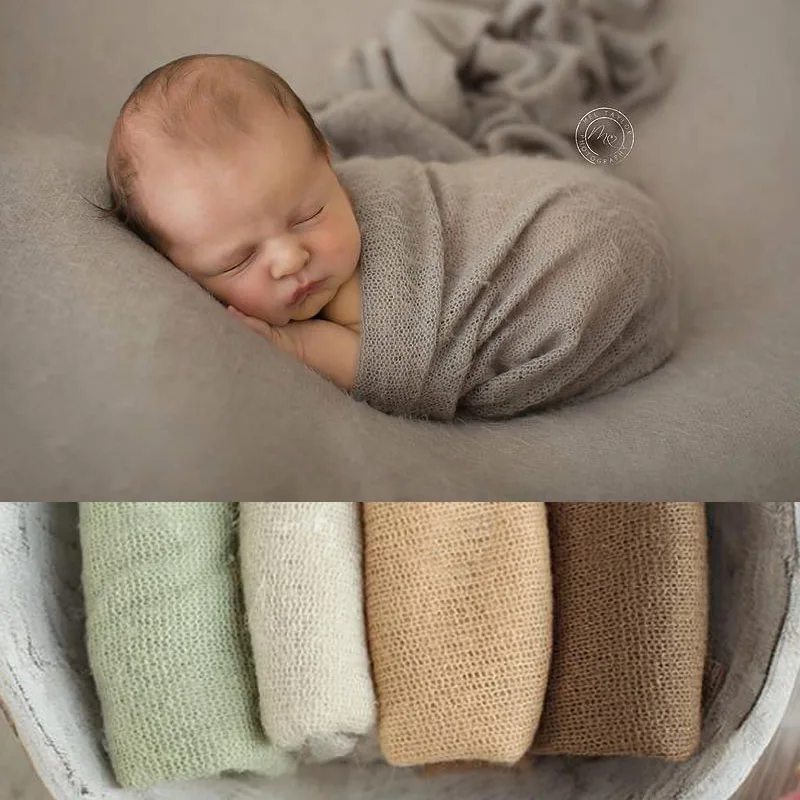 50*160 cm Many Colors New Newborn Photo Prop Wraps, Knit Soft Stretch Photography Prop, Posing White Popcorn Stretchy baby wrap