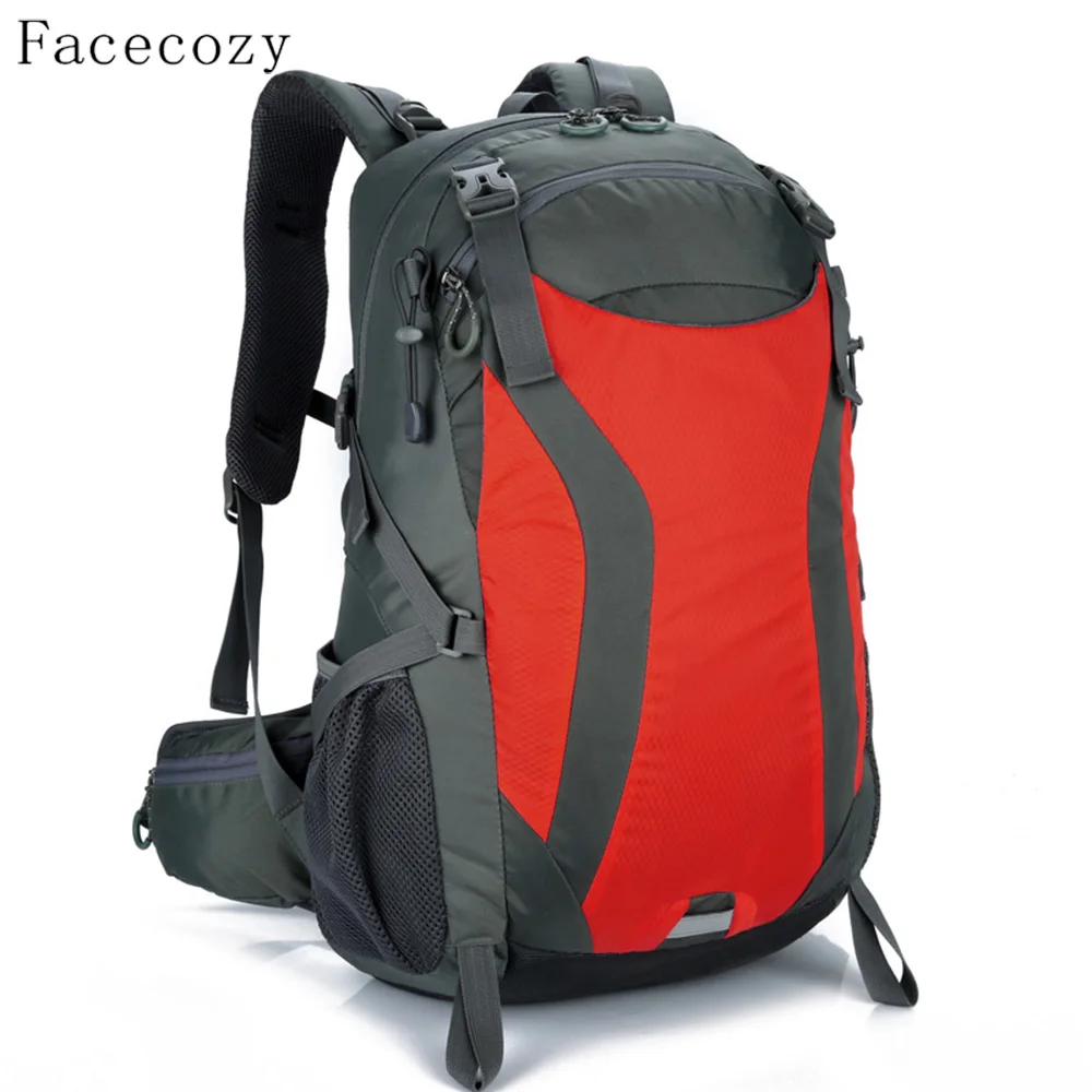 Facecozy, мужской и женский рюкзак для отдыха на природе, большая вместительность, унисекс, для альпинизма, туризма, путешествий, рюкзаки, водонепроницаемые спортивные сумки - Цвет: Red