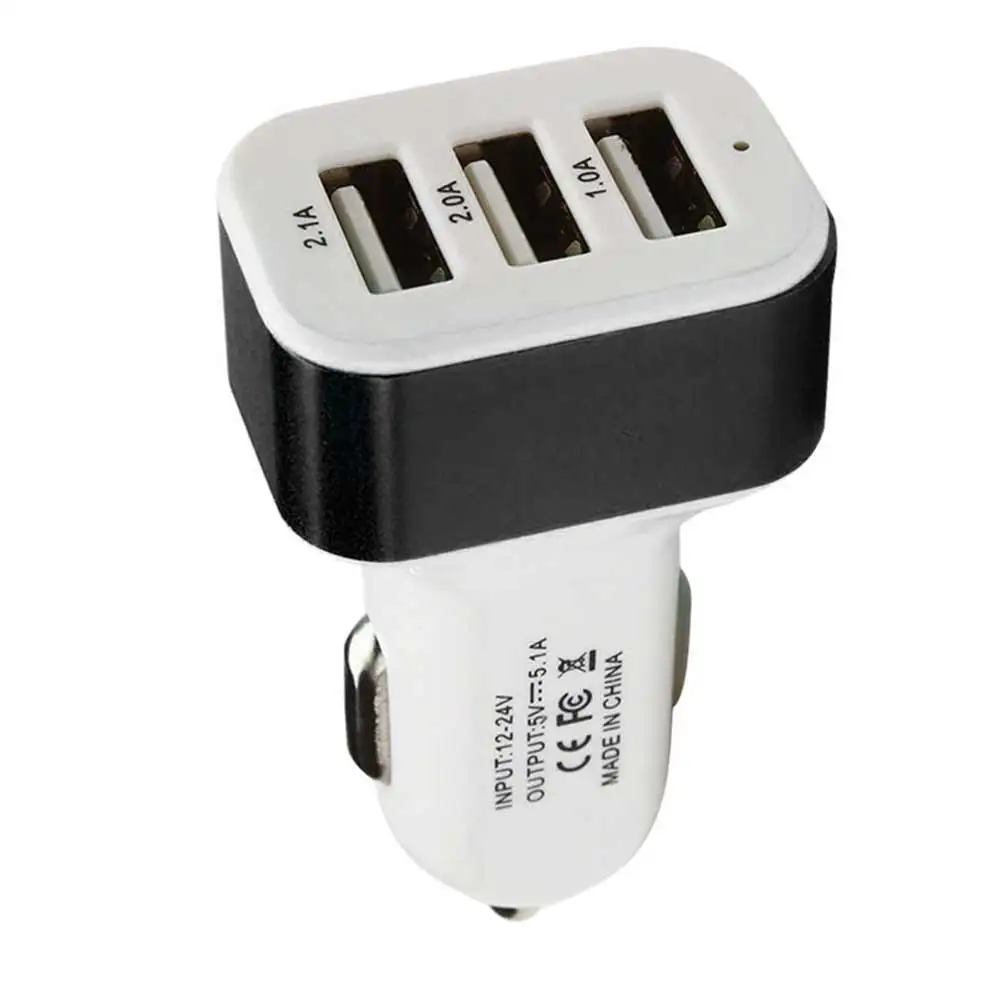 Универсальный тройной Переходник USB для зарядки в машине USB разъем 3 порта автомобильное зарядное устройство 3.1A 2.1A 1.1A для iPhone 6 Plus samsung S7 88 XR - Название цвета: Черный