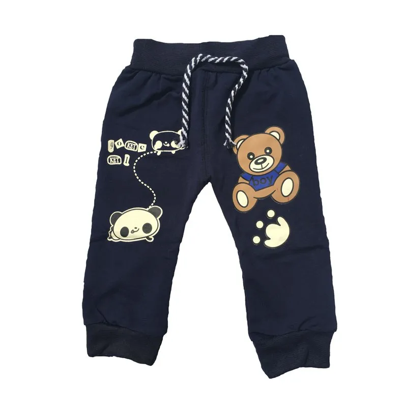 Штаны для малышей коллекция года, весенне-осенние хлопковые модные штаны-шаровары с рисунком медведя для отдыха штаны для маленьких мальчиков и девочек 0-2 лет - Цвет: Navy