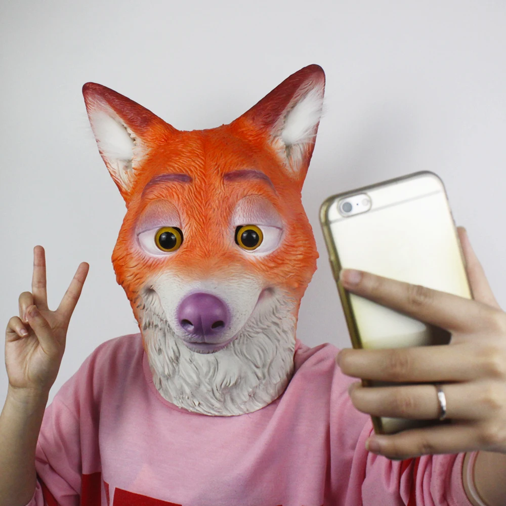 Fox Mask 2016 Movie Cosplay Mask Latex Zootopia Fox Nick Wilde Nick Wilde Helmet Nick Halloween Costume Prop Accessories (1)