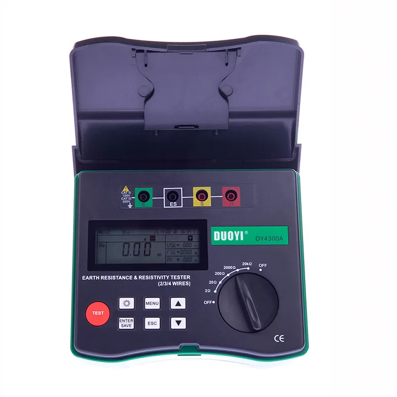 

DY4300A Digital Soil Resistivity Tester 4 Terminal Earth Resistance Tester 0.001 Ohm - 200K Ohm 94Hz, 105Hz, 111Hz, 128Hz